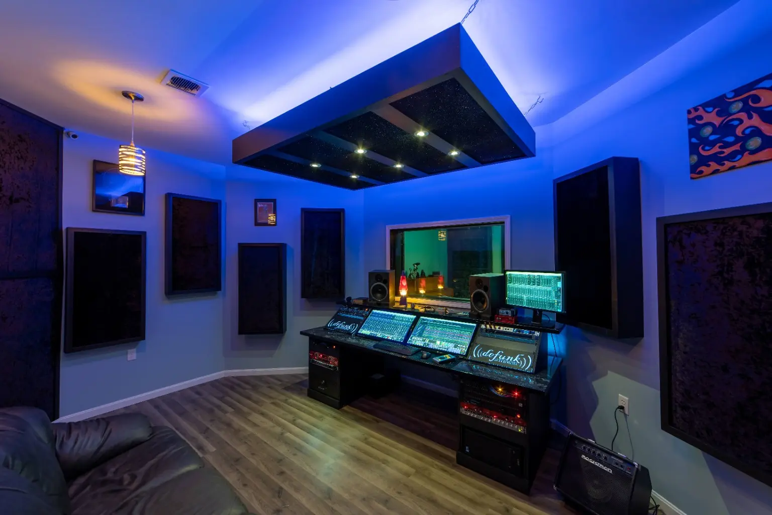 Defunk Studios control room with mixing console