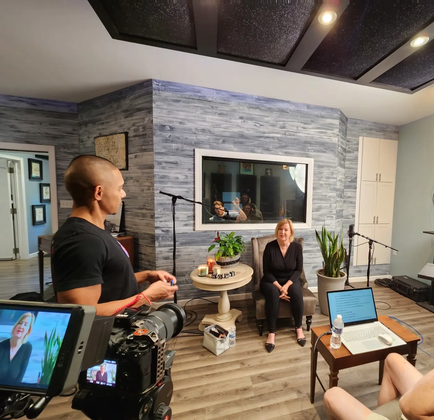 Podcast and interview production inside the Defunk Studios live room